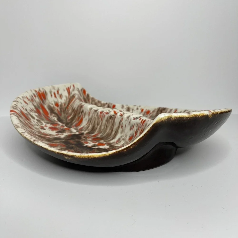 Mid Century‎ Retro Boomerang Large Table Ashtray Atomic Speckled Geometric Vtg